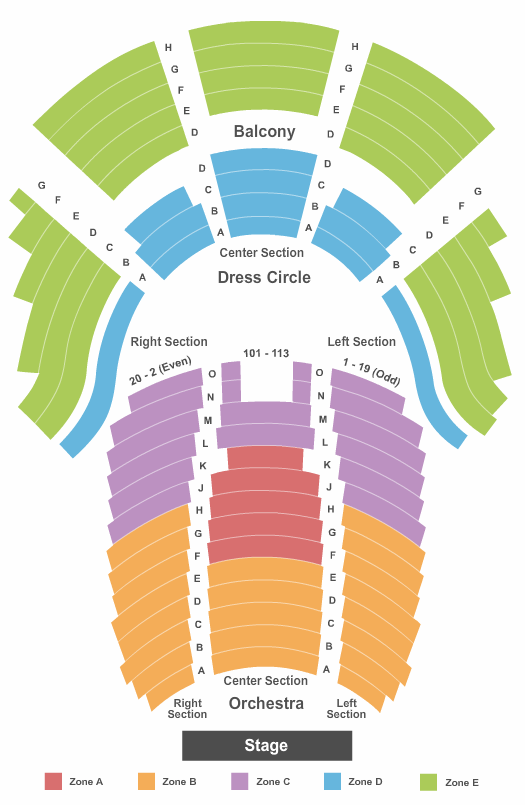 Ford's Theatre Endstage Int Zone Seating Chart