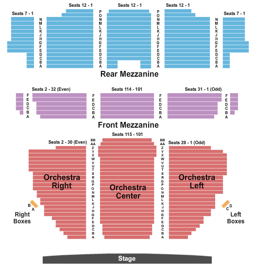 seating chart for Forrest Theatre - Endstage 1 - eventticketscenter.com