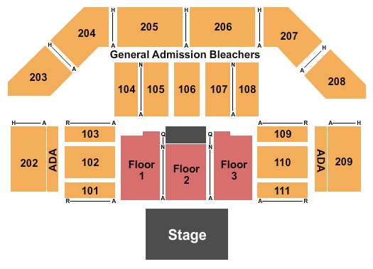 Forum River Center Arena Endstage - GA Bleachers Seating Chart