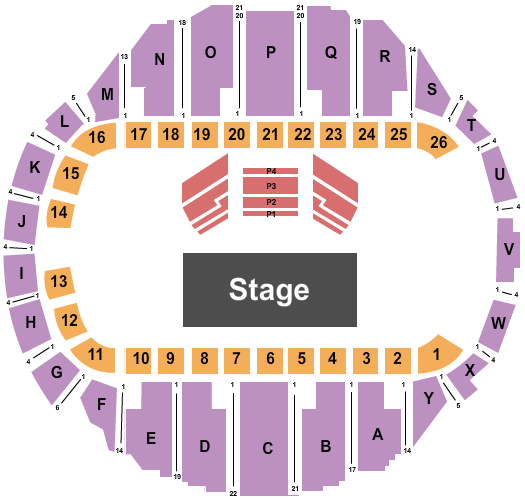 Detailed Seating Chart for Foster Communications Coliseum - Seating Capacity of 0