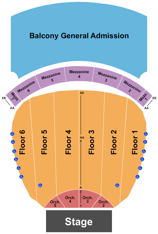 Fox Theatre - Detroit Endstage GA Balcony Seating Chart
