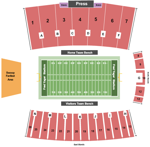 seating chart for Fred Yager Stadium - Football - eventticketscenter.com