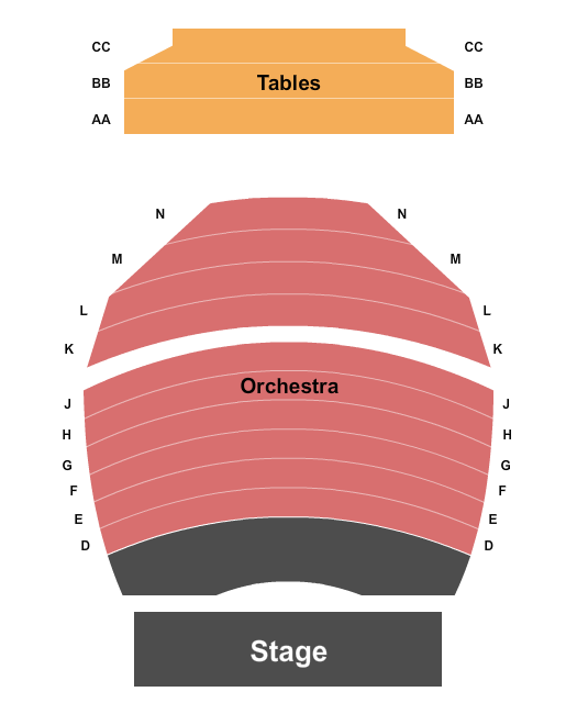 Freede Little Theatre At Civic Center Music Hall Endstage Orch & Tables Seating Chart