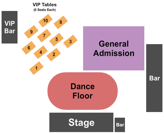 Freyburg Hall Dance Floor - GA & Tables Seating Chart