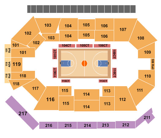Frontwave Arena Basketball 2 Seating Chart