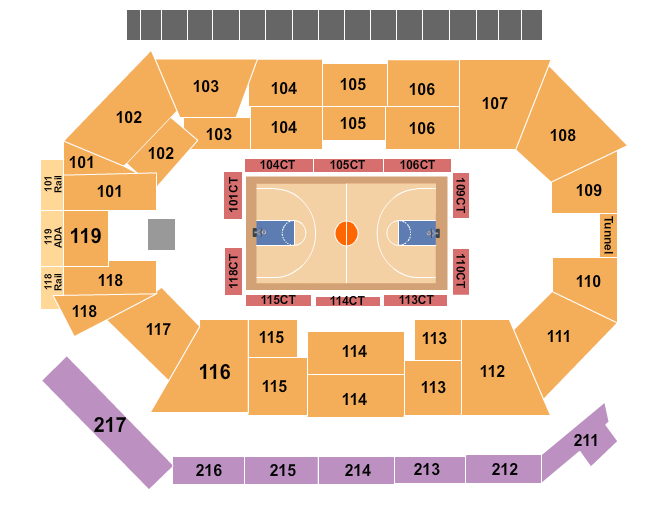 Frontwave Arena Basketball Seating Chart