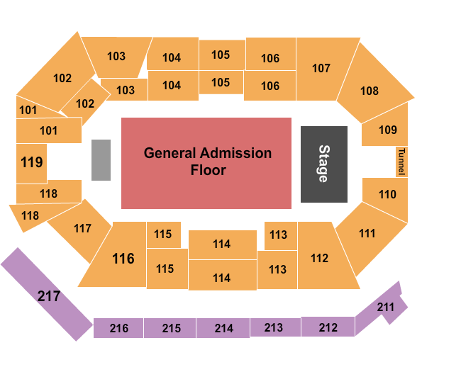 Frontwave Arena Endstage GA Floor Seating Chart