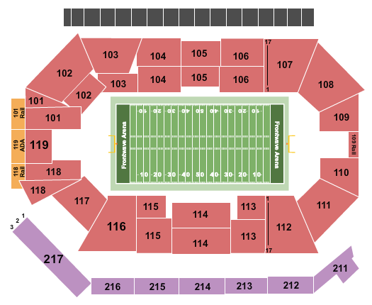 Frontwave Arena Football 2 Seating Chart