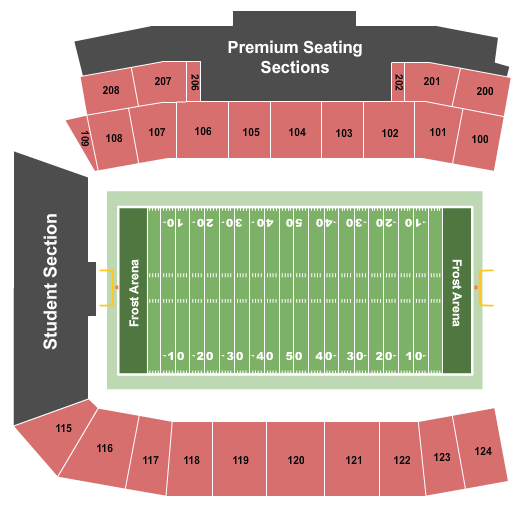 Frost Arena Football Seating Chart