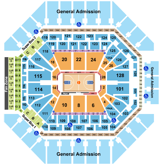 Frost Bank Center Basketball with GA Seating Chart