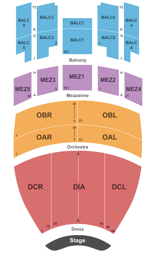 Performance Hall At Gaillard Center End Stage Seating Chart