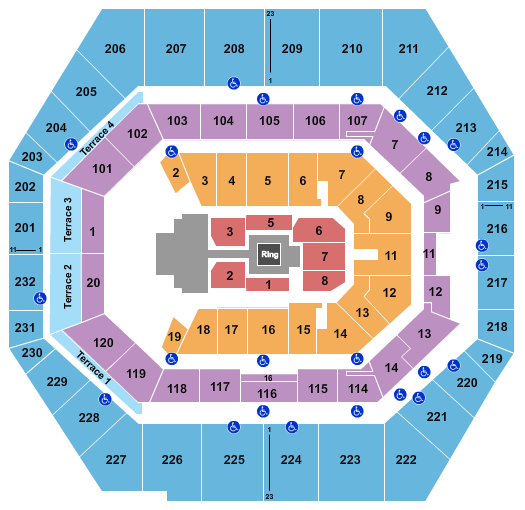 seating chart for Gainbridge Fieldhouse - WWE 2 - eventticketscenter.com