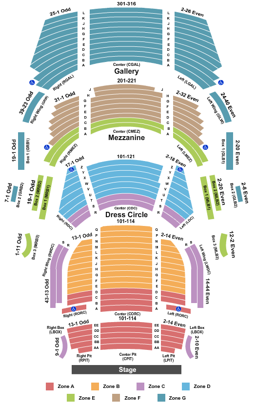 Gallagher Bluedorn Performing Arts Center End Stage Zone Seating Chart