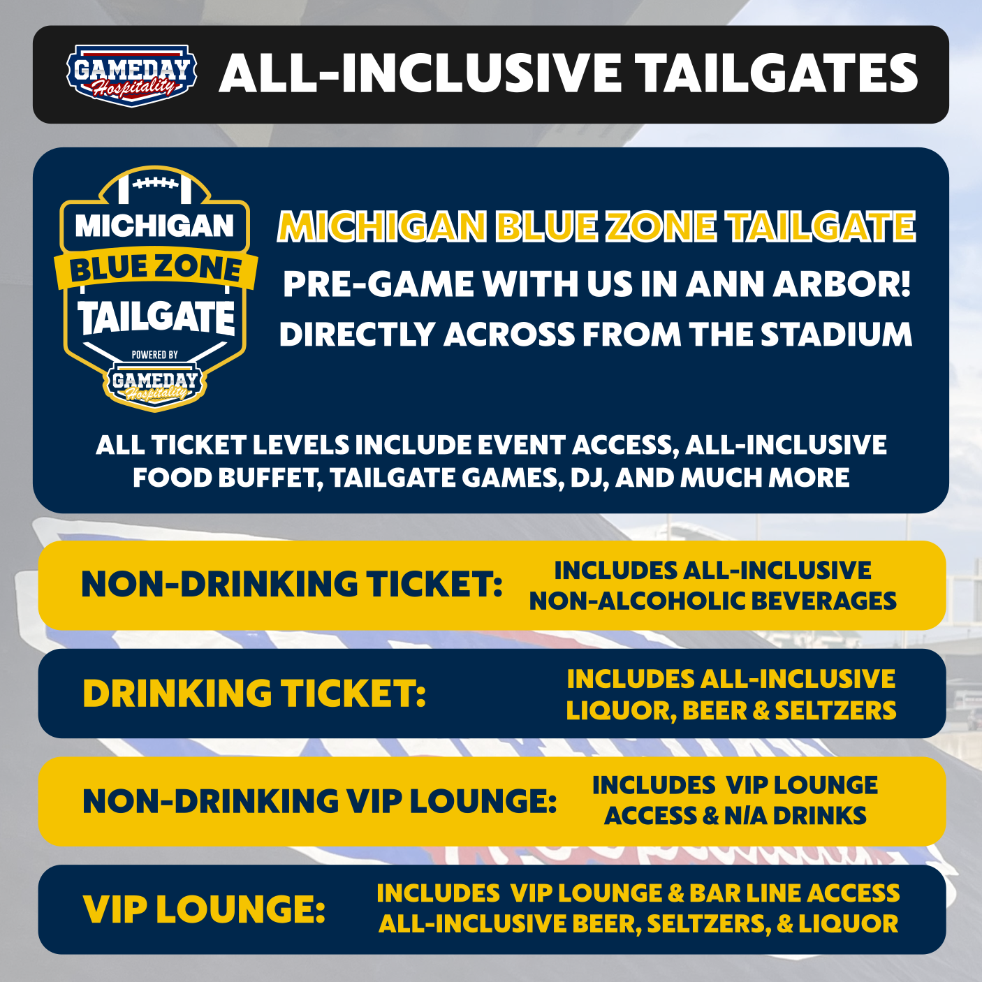 Michigan Blue Zone Tailgate: Michigan Wolverines vs. Ohio State Buckeyes
