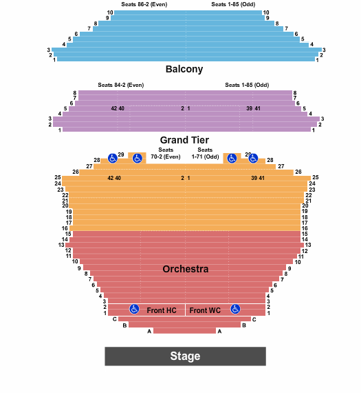 seating chart for ASU Gammage - End Stage - IntZone - eventticketscenter.com
