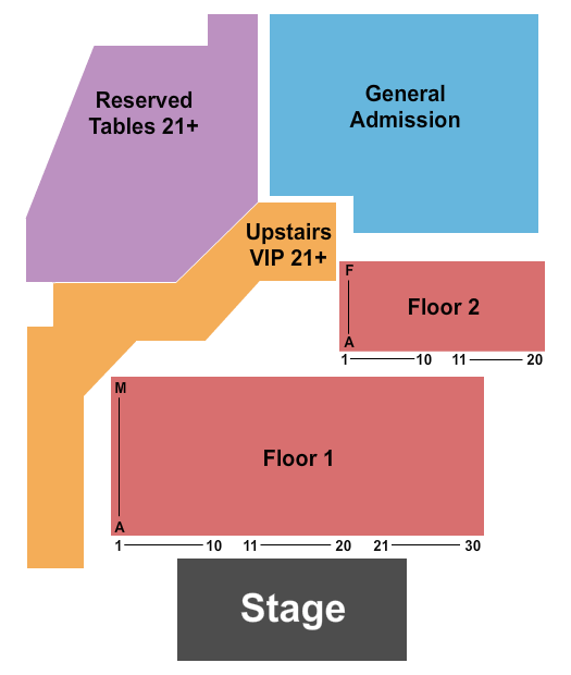 Revolution Concert House and Event Center End Stage Seating Chart