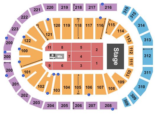 Gas South Arena Endstage with B Stage Seating Chart