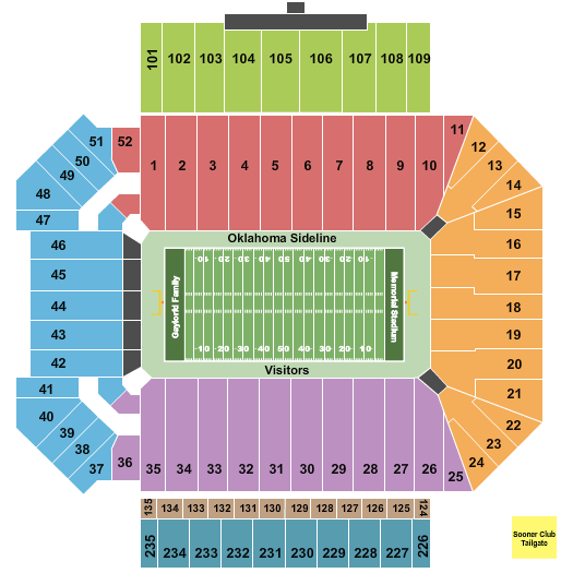 Memorial Stadium Oklahoma Football Seating Chart