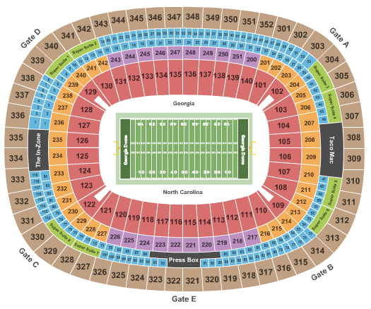 Georgia Dome 2016 Chick-Fil-A-Classic Seating Chart