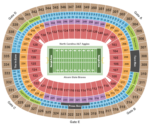 Georgia Dome Celebration Bowl 2015 Seating Chart