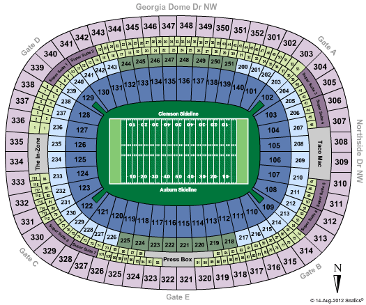 Georgia Dome Football - Auburn VS Clemson Seating Chart