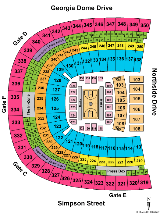 Georgia Dome NCAA Basketball Seating Chart