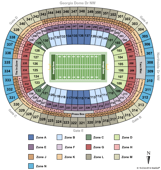 Georgia Dome SEC Football - Zone Seating Chart