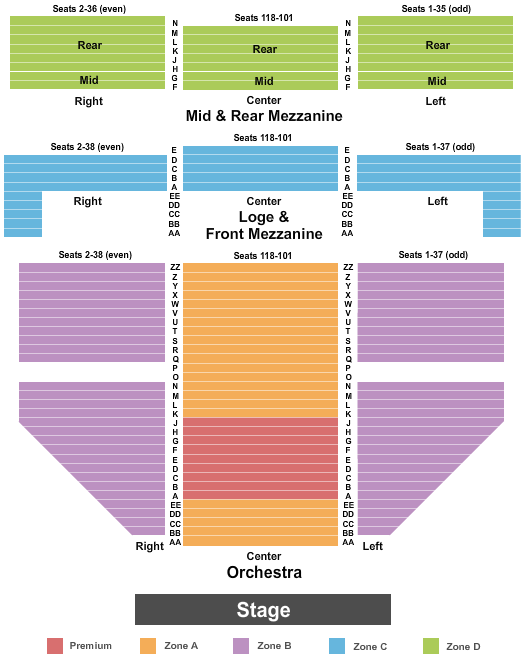 Gershwin Theatre Endstage 2 Int Zone Seating Chart