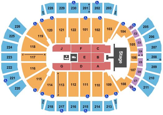 seating chart for Desert Diamond Arena - Mana 2022 - eventticketscenter.com