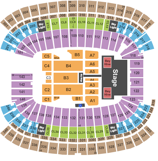 Gillette Stadium Beyonce 2016 Seating Chart
