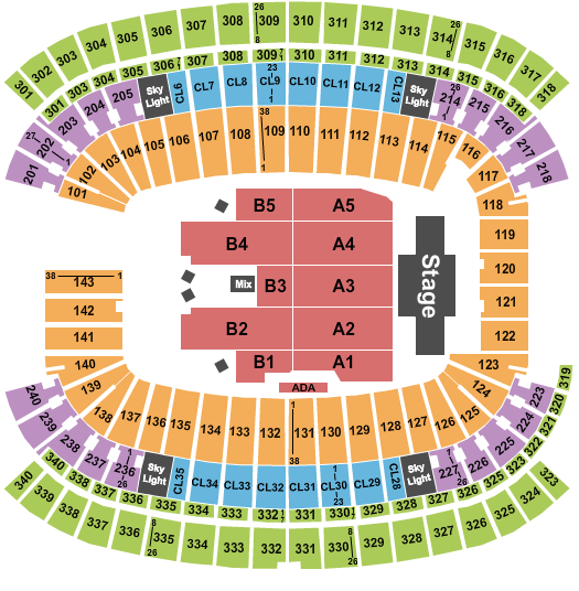 seating chart for Gillette Stadium - Billy Joel - eventticketscenter.com