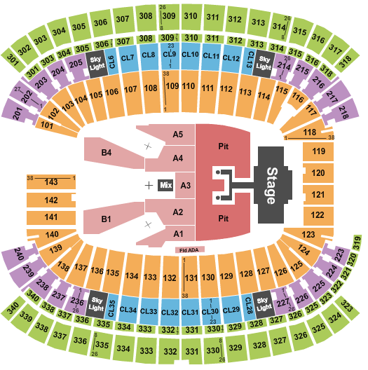 seating chart for Gillette Stadium - Luke Combs - eventticketscenter.com