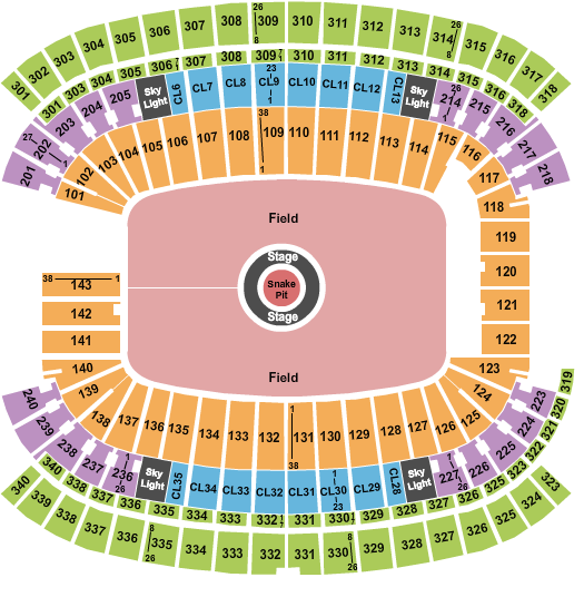 At T Stadium Seating Chart Metallica