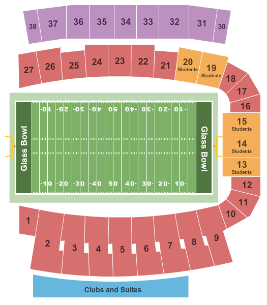 seating chart for Glass Bowl - 2016 Football - eventticketscenter.com