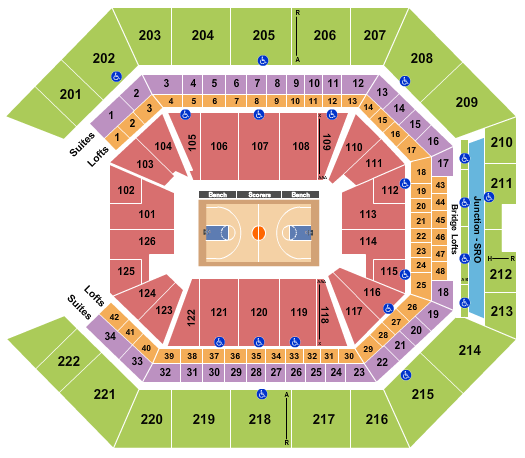 Golden 1 Center Basketball - NCAA Tournament Seating Chart