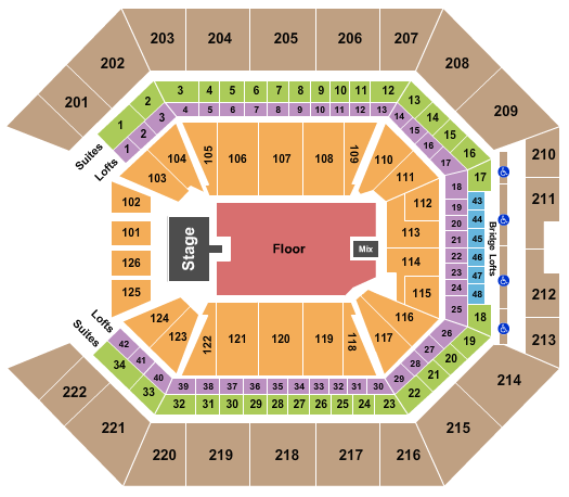 Golden 1 Center Endstage GA Floor Seating Chart