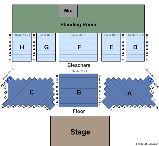 Golden Nugget Atlantic City End Stage SRO Seating Chart