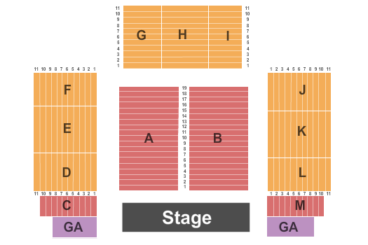 seating chart for Grand Event Center at Golden Nugget - Lake Charles - End Stage Riseres GA - eventticketscenter.com