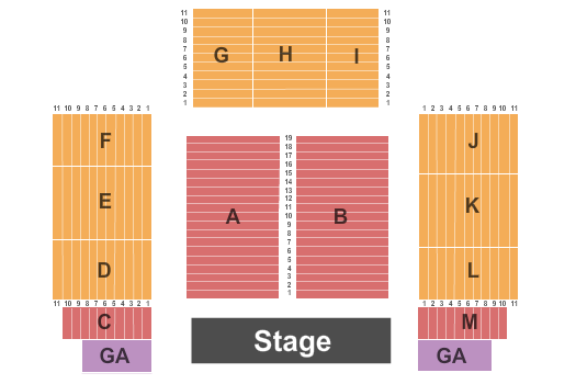 Grand Event Center at Golden Nugget - Lake Charles End Stage Riseres GA Seating Chart