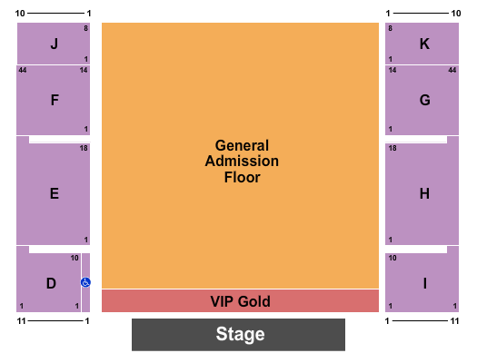 Grand Event Center at Golden Nugget - Lake Charles Endstage GA Floor 2 Seating Chart