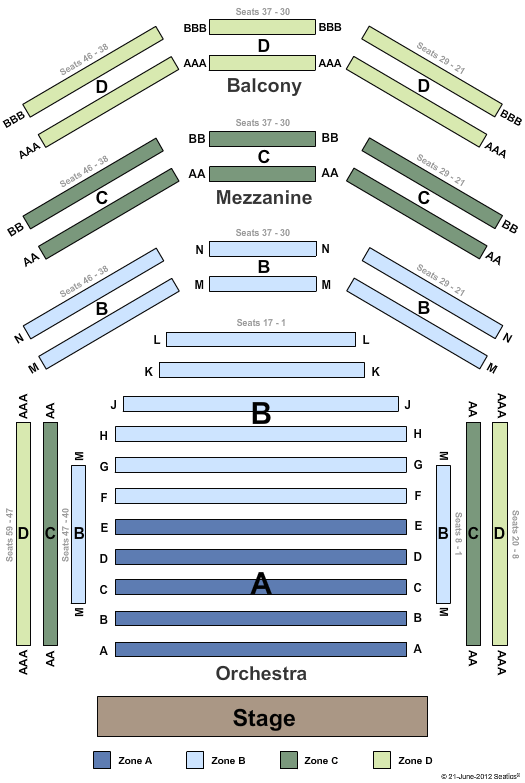 Albert Ivar Goodman Theatre Owen Theatre - Zone Seating Chart