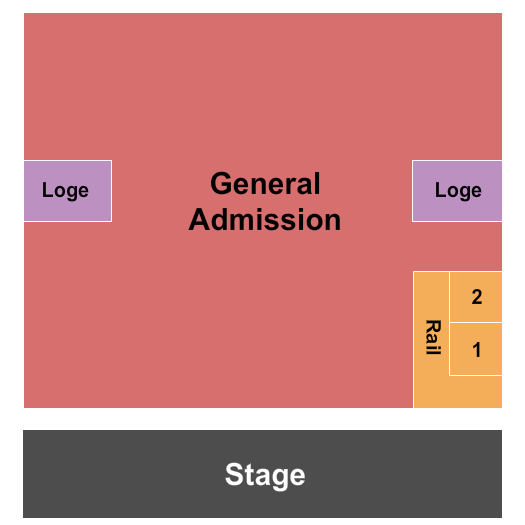 Gramercy Theatre Endstage Flr GA/Loge Rsv/Rail/Tbl 1-2 Seating Chart