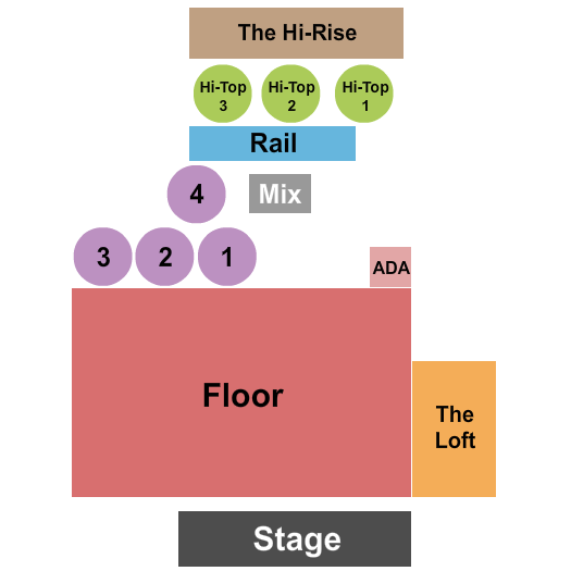 Gramercy Theatre GA Floor with Loft Seating Chart