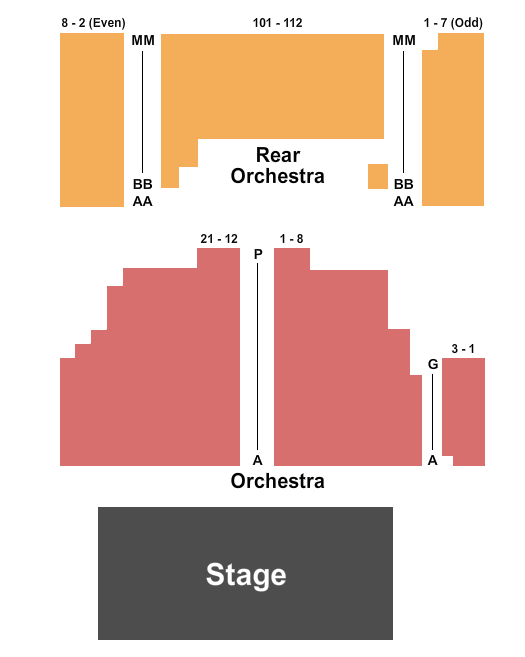Gramercy Theatre Seating - No Deck Seating Chart
