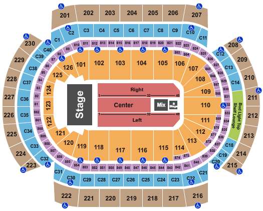 Grand Casino Arena Endstage with B Stage Seating Chart