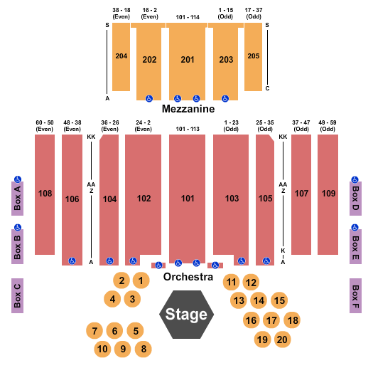 Great Hall at Charles F. Dodge City Center M1 Global USA Seating Chart