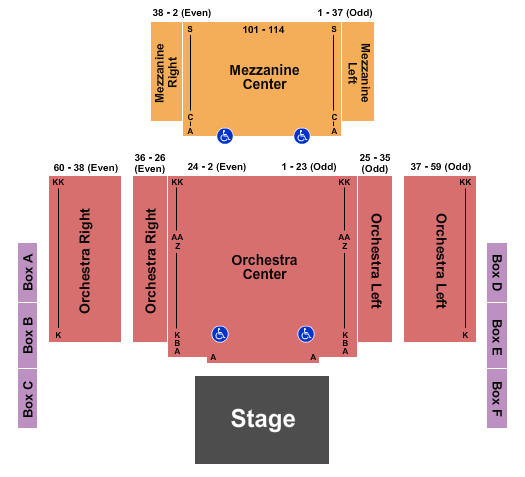 Great Hall at Charles F. Dodge City Center Endstage Seating Chart