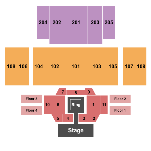 Great Hall at Charles F. Dodge City Center Boxing Seating Chart