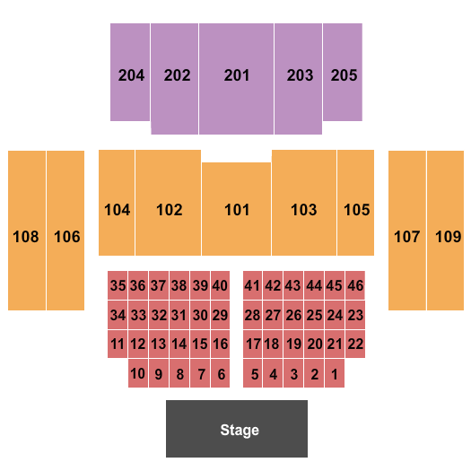 Great Hall at Charles F. Dodge City Center Endstage Tables Seating Chart