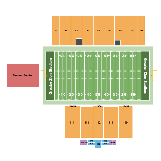 Greater Zion Stadium Football Seating Chart